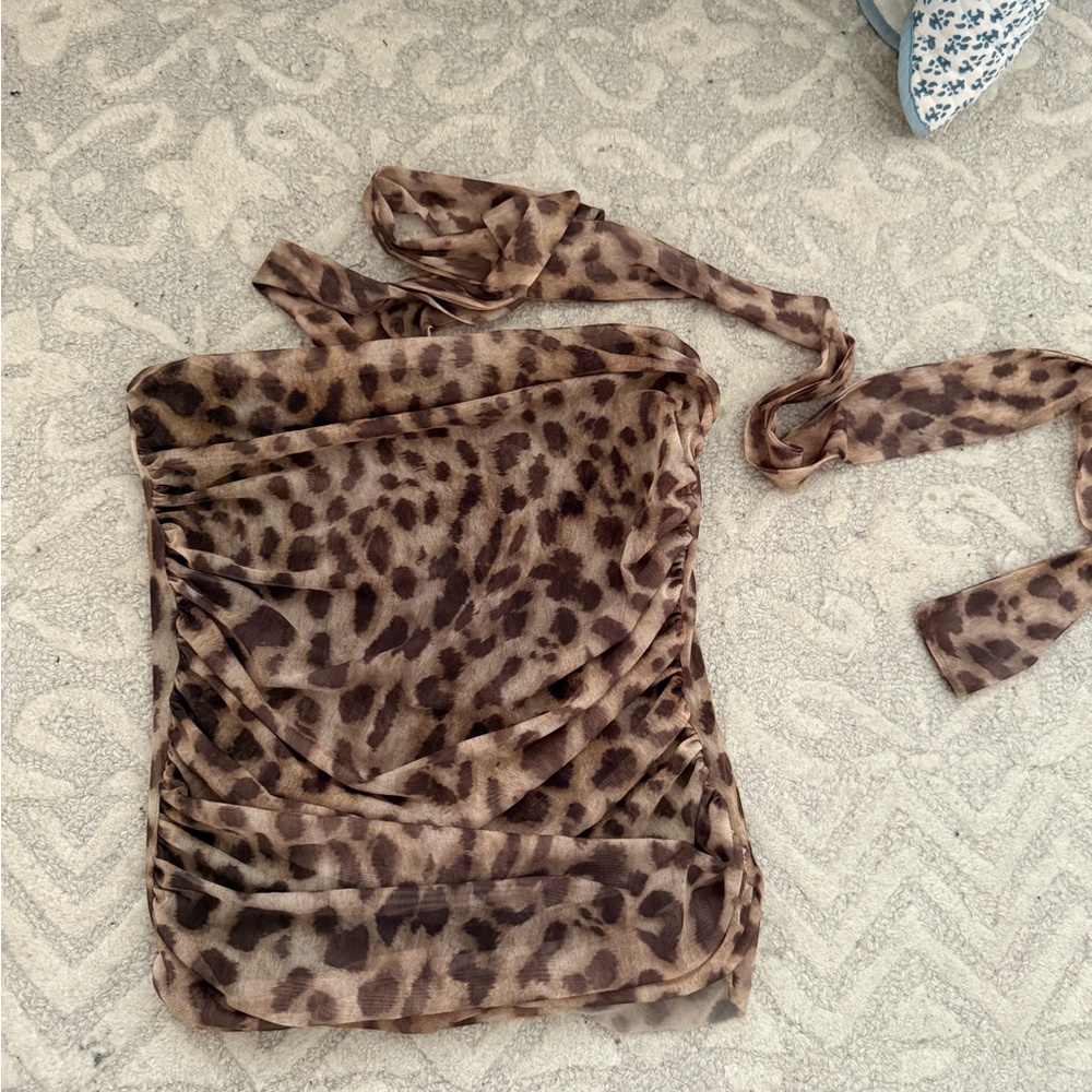 Zara Animal Print Strapless Dress